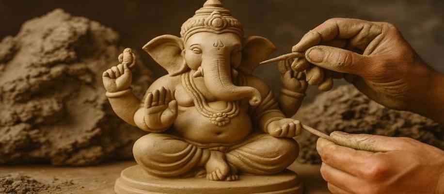 Ganesh idol from cow dung