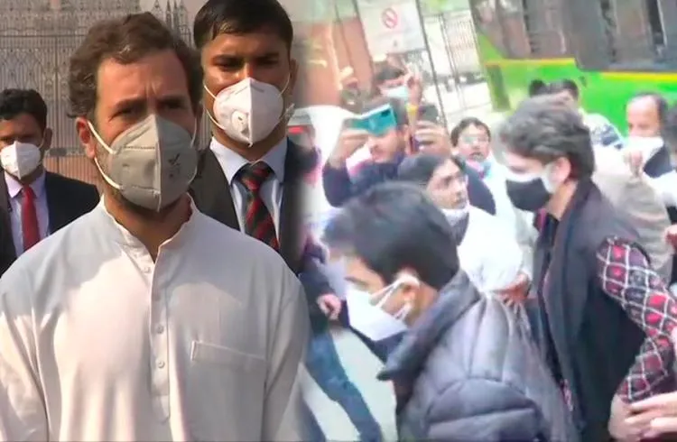 प्रियंका हिरासत में, राहुल पहुंचे राष्ट्रपति से मिलने